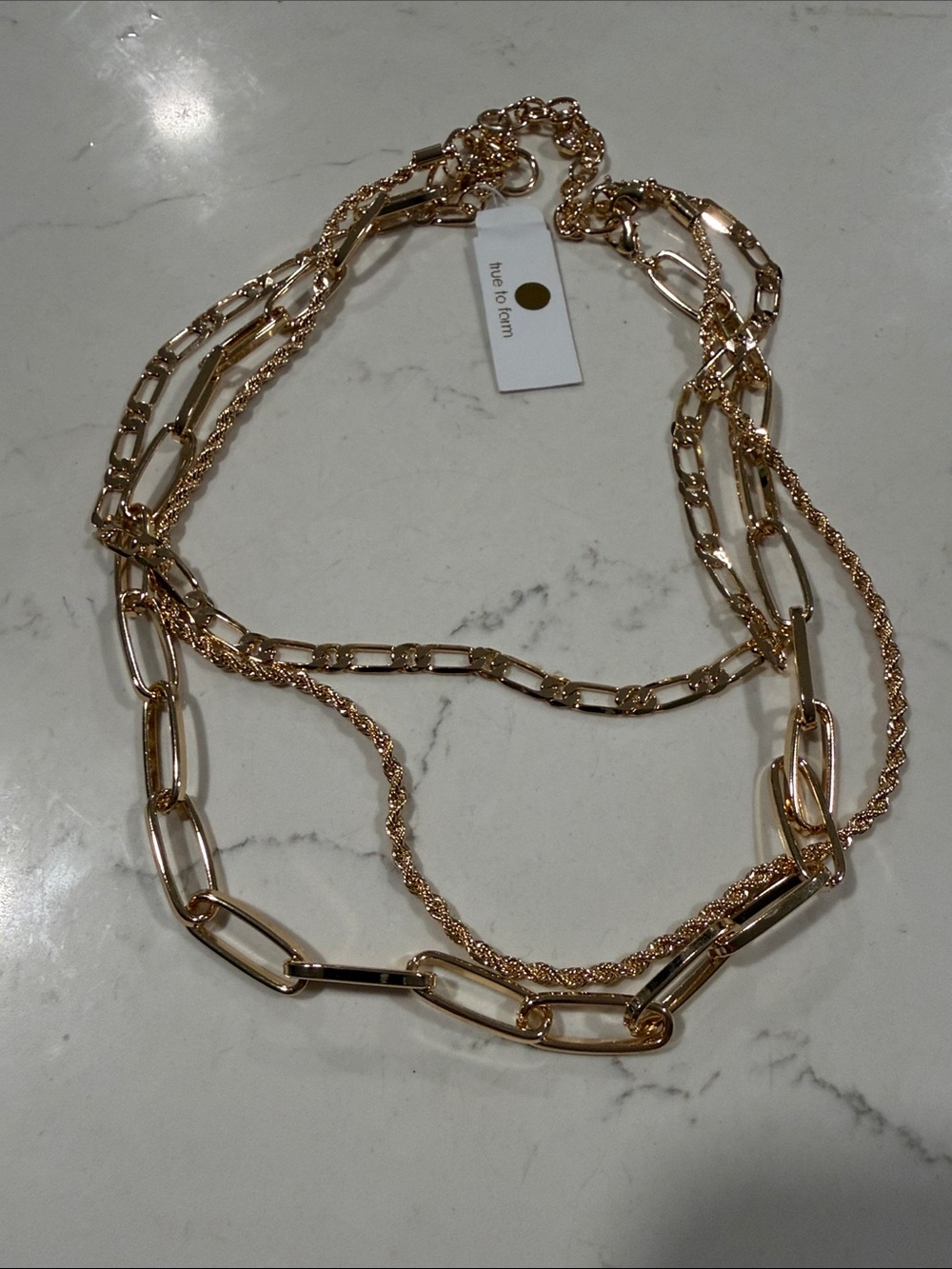 Triple-Strand Rose Gold Chain Necklace